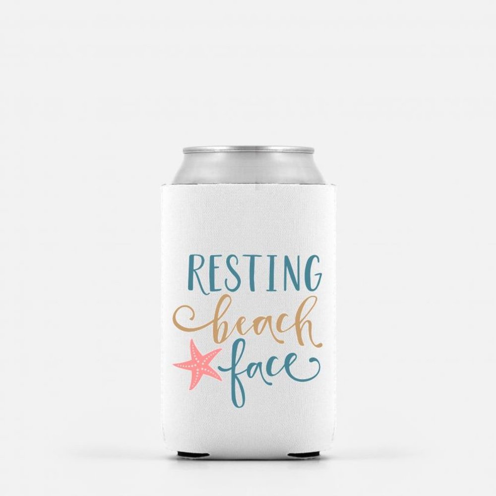 Resting Beach Face Can Koozie for Resort Vacay Beach or Pool